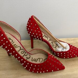 Sam Edelman Red Studded Pointed-Toe Stilettos